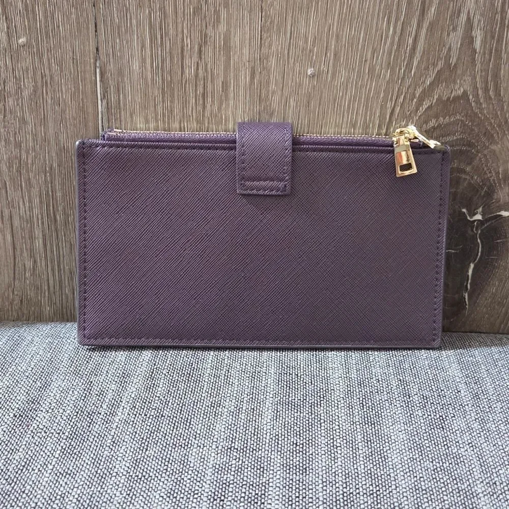 Travelambo Womens Purple Wallet RFID Blocking Bifold Multi Card Case Zipper